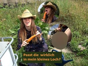 Nicky Foxx Porno Video: Selbstbefrie***ng nachhaltig - extrem versaute Riesenkarotte zum XXL dil*o umfunktioniert